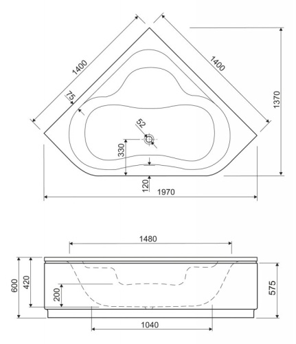 Акриловая ванна Riho 1400x1400x410 PLITVICE-140-140-41