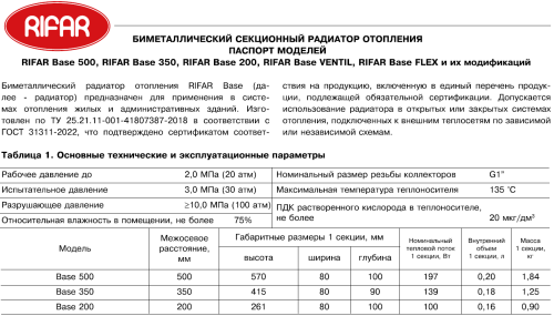 Биметаллический радиатор Rifar Base 350 - 6 секций, боковое, белый