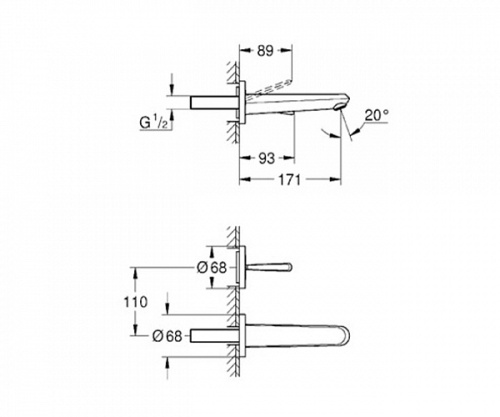 Смеситель для раковины Grohe Eurodisc Joy 19968000 хром, излив 171 мм