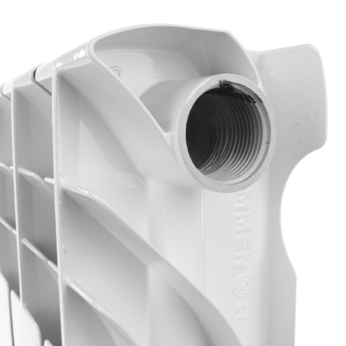 Алюминиевый радиатор Rommer Plus 500 - 8 секций, боковое, белый RAL 9016