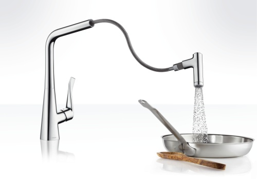 Смеситель для кухни Hansgrohe Metris 14820000 хром, выдвижной излив