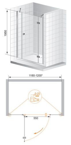Душевая дверь в нишу Cezares VERONA-W-B-13-40+60/40-P-Cr-L