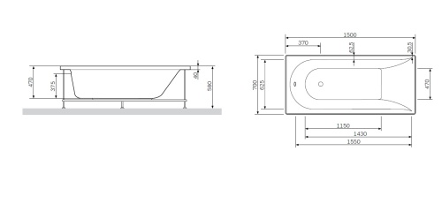 Каркас для ванны AM.MP Spirit W72A-150-070W-R2