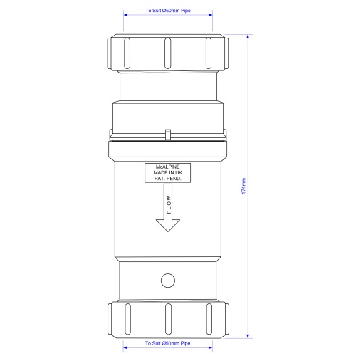Сливной клапан McAlpine MACVALVE с сухим сифоном 50х50, обжим/обжим, MRNRV50С