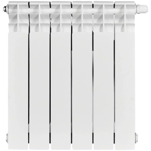 Биметаллический радиатор STOUT TITAN VENTIL 500 - 6 секций, нижнее справа, белый RAL 9016