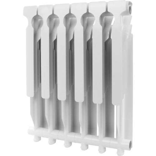 Алюминиевый радиатор Rommer Plus 500 - 8 секций, боковое, белый RAL 9016