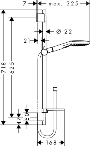 Душевой набор Hansgrohe Raindance Select E 120 3jet штанг 65см, с мыльницей, хром/белый 26620400