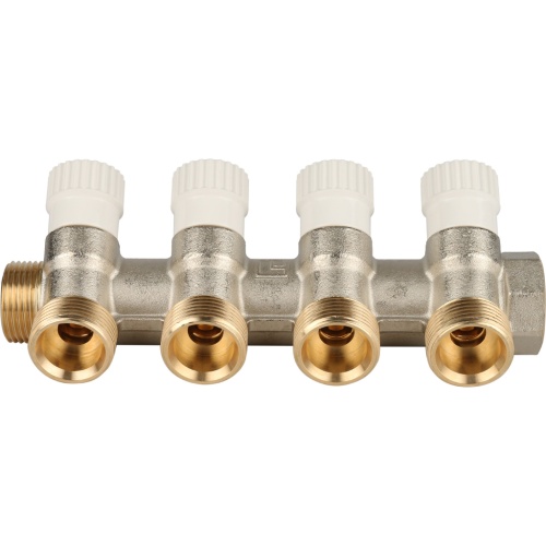 Коллектор 4 выхода STOUT 3/4"x3/4"евроконус с вентилями SMB 6851 343404