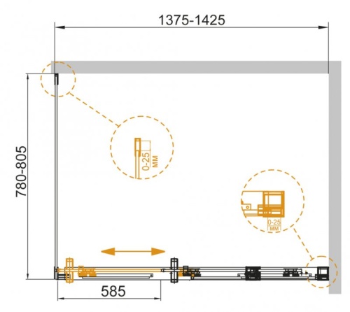 Душевой уголок 100x80 Cezares DUET SOFT-AH-1-100/80-C-Cr-L