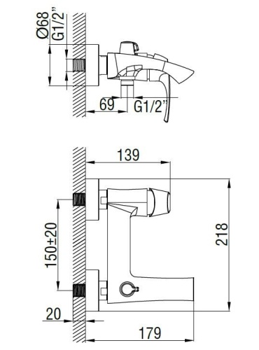 Смеситель для ванны SMARTsant Смарт-Прайм SM113503AA хром, неповоротный излив 120 мм
