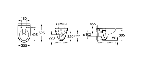 Подвесной унитаз Roca Victoria 355x525 на инсталляцию 34630300R