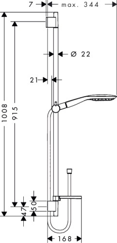 Душевой набор Hansgrohe Raindance Select E 150 3jet штанг 90см, с мыльницей, хром 27857000