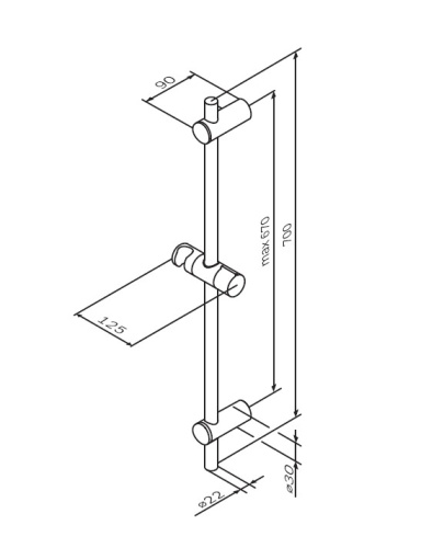 Душевая штанга AM.PM Gem F0390000 125x700 хром