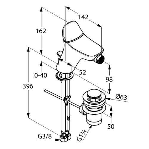 Смеситель для биде Kludi Ambienta 532160575 Хром, донный клапан