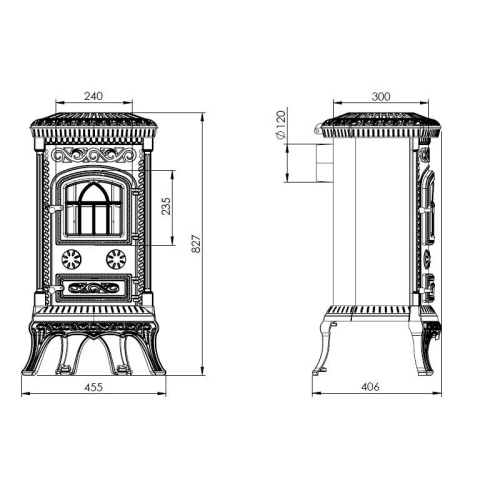 Чугунная печь NORDflam PLATO черный.