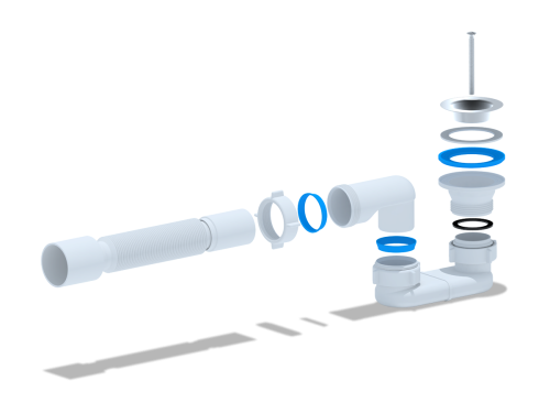 Сифон для душевого поддона 1 1/2" плоский с гофрой 40x40/50 ANI E015
