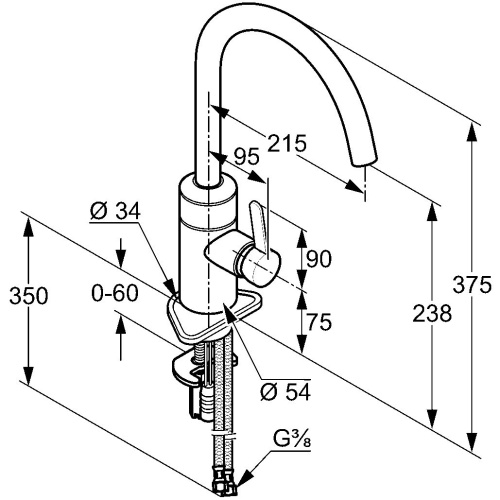 Смеситель для кухни Kludi E-GO 422100575 хром, сенсор 6V