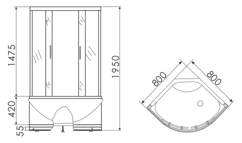 Душевой уголок 80x80 Erlit Comfort ER0508T-C4 высокий поддон
