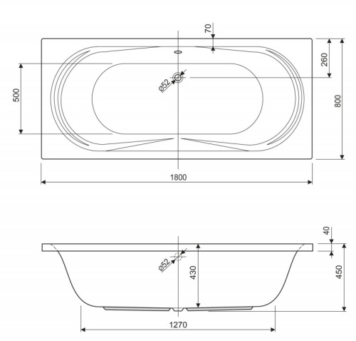 Акриловая ванна Riho 1700x750x450 AMALFI-170-75-45