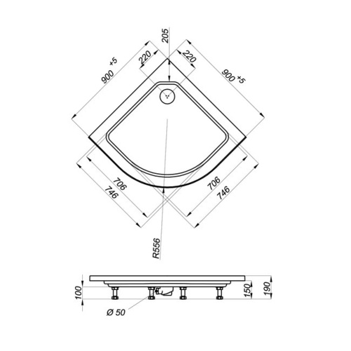 Душевая кабина 90x90 Triton Стандарт А1 полосы DK152