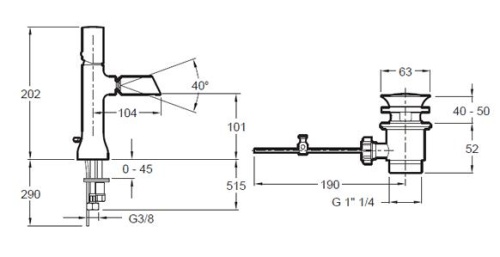 Смеситель для биде Jacob Delafon Toobi E8961-BN Никель, донный клапан