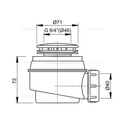 Сифон Alcaplast d 50 мм, для душевого поддона, хромированный A47CRPR.50