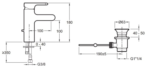 Смеситель для раковины Jacob Delafon Singulier E10860-CP хром, донный клапан
