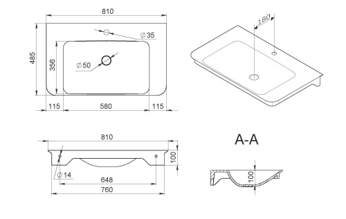 Раковина AM.PM Sensation M30WPC0801WG