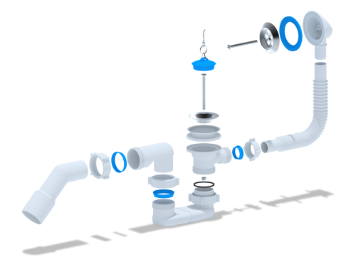 Обвязка ванны плоский сифон с трубой 45°-40/50 ANI E051
