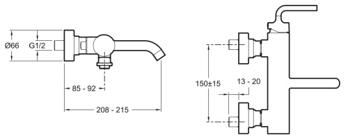 Смеситель для ванны Jacob Delafon Purist E14589-4A-CP хром, не поворотный излив (123мм)