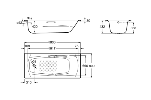 Ванна стальная Roca Swing 180x80 белая 2200E0000