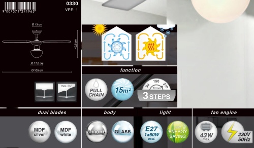 Люстра-вентилятор Globo Champion 0330