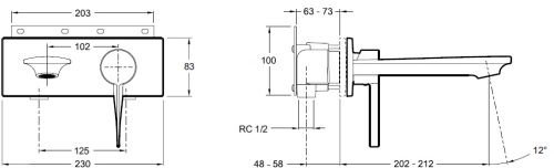 Смеситель для раковины Jacob Delafon Stance E9106-CP хром, настенный скрытий монтаж