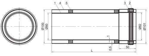 Элемент дымохода Ø80/100 труба коаксиальная 500 мм п/м